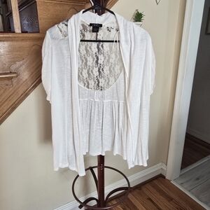 Deb White Lace Accent Top